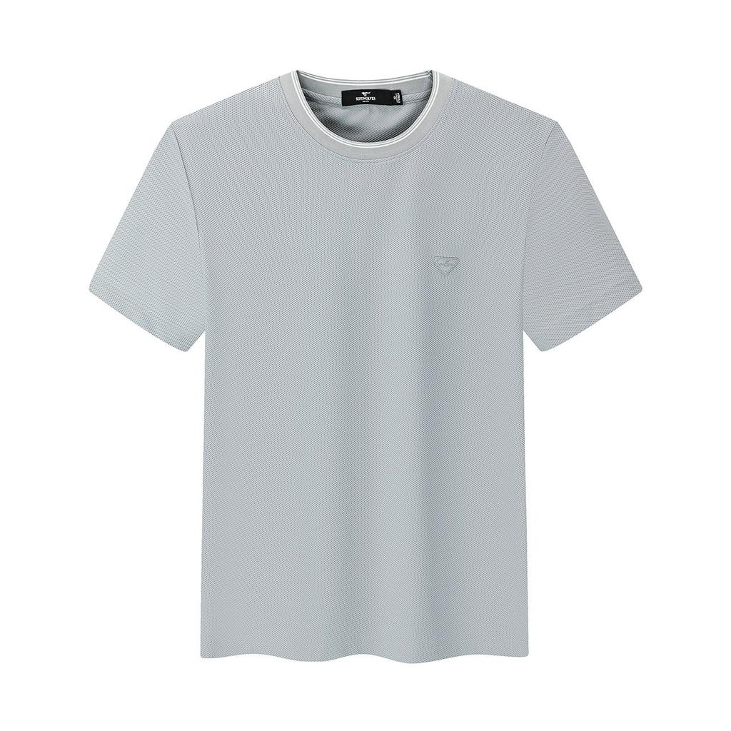 Jinammonia Honeycomb Jacquard Short Sleeve Round Neck T-shirt
