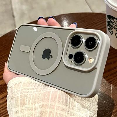 Роскошный беспроводной зарядный Magsafe прозрачный чехол для iPhone 11 12 13 14 15 16 Pro Max Mini Plus магнитный мягкий бампер