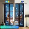 2pcs Winter Night Christmas Printed Curtain for Christmas Home Decor - Rod Pocket Window Treatment for Bedroom  Office  Kitchen