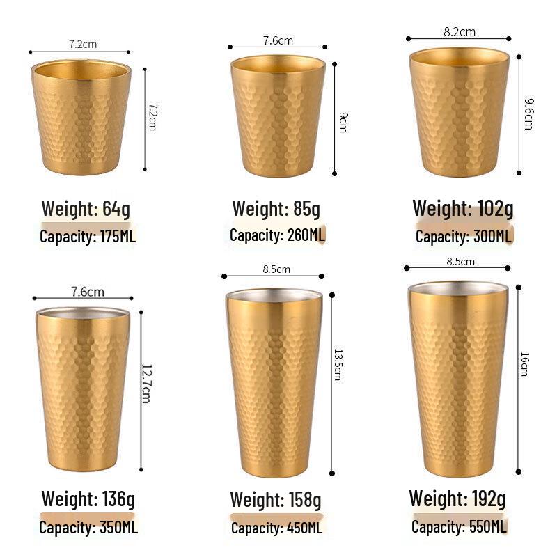 304 Stainless Steel Coffee and Juice Cup Set (3-Pack)