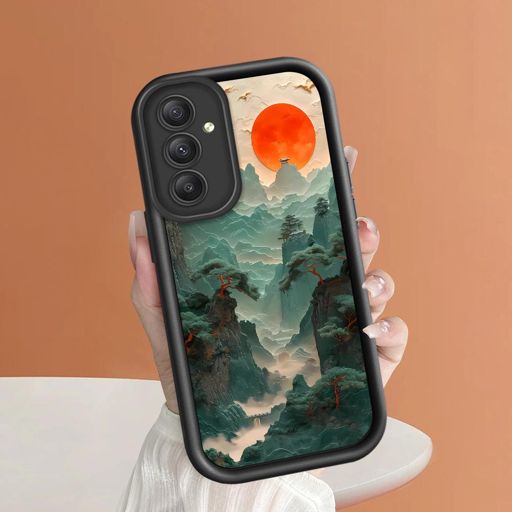 Soft Silicone Square Ladder Printing Pattern Phone Casing Full Cover Camera Shockproof Protection Rubber Case for Samsung