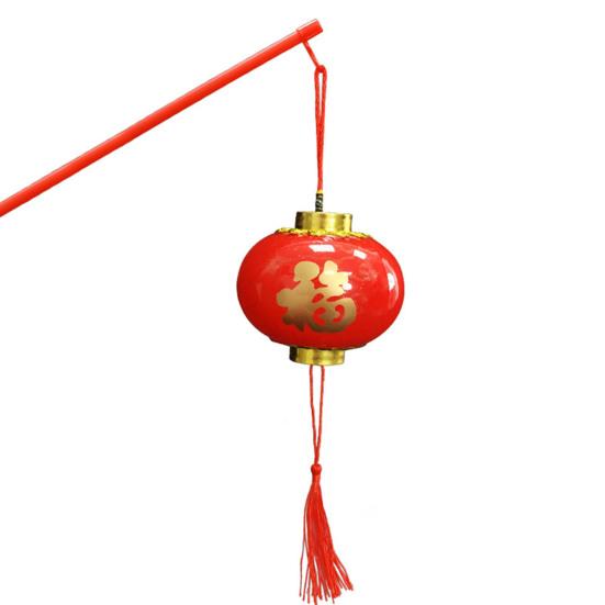 Traditional Chinese New Year Lantern Fu Character Print Spring Festival Lantern with Tassel Holiday Decoration