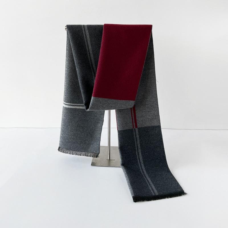 Men's Thermal Scarf Autumn and Winter Thickened Wool Scarf Simple Trend Plaid Imitation Cashmere Shawl