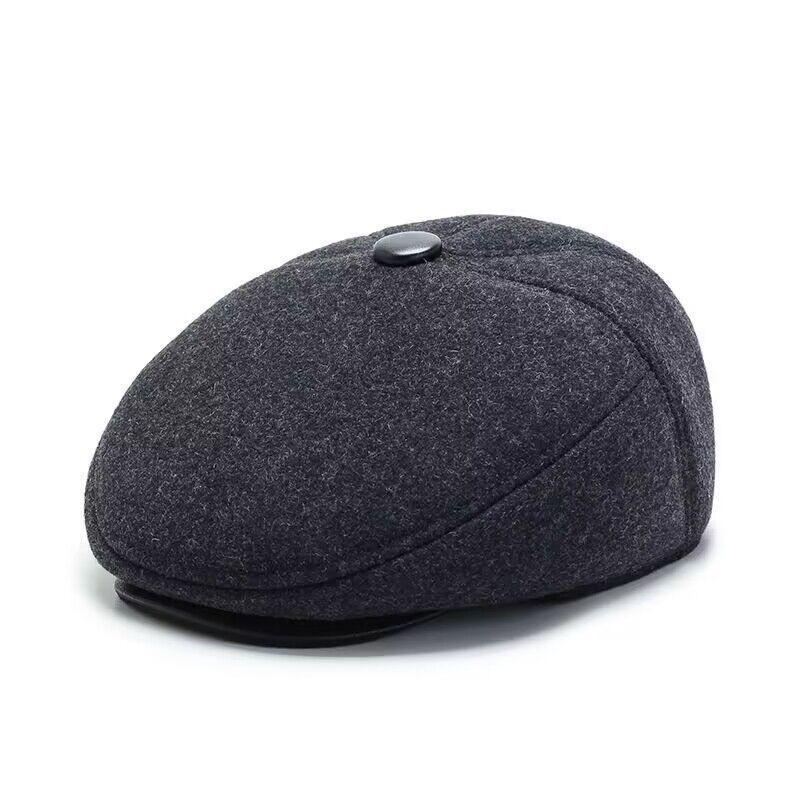 Men's Winter Warm Leather Baseball Cap with Ear Protection