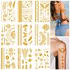 Один набор бронзовых наклеек для татуировки с имитацией переноса воды, золотая наклейка для пляжной вечеринки