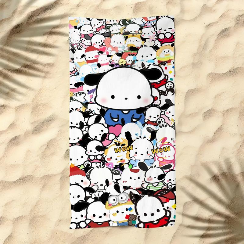 Cute Cartoon Kitten Printed Microfiber Beach Towel Quick Dry Soft Bath Towel For Kids Seaside Swimming