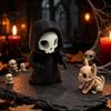 PLA Material Toys 9Pcs Grim Reaper Figurines, Cool Skull Skeleton Statues, Gothic Dark Halloween Home Decor Accessories Decoration for Bedroom