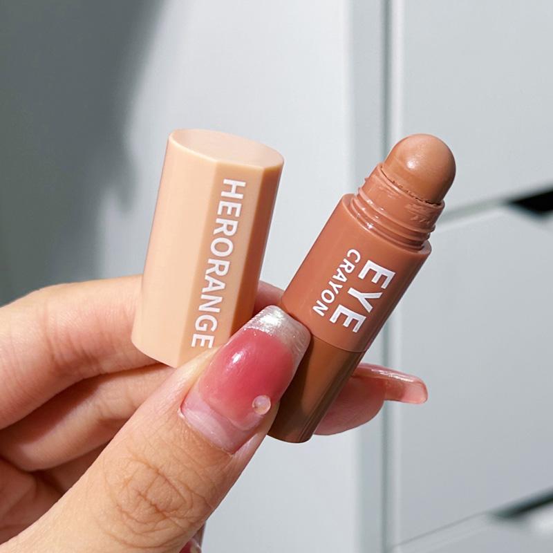 Herorange 4- Eyeshadow Stick, Nude Tones, Fine Shimmer, One-Swipe Aegyosal Highlighter, Easy Lazy Makeup