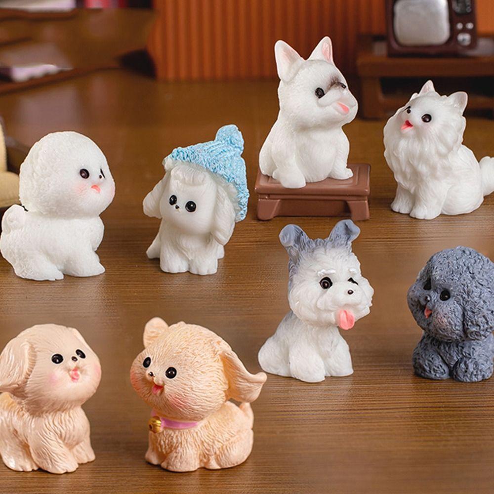 Desktop Animal Figurine Miniature Dog Sculpture Cute Micro Landscaping Home Decor