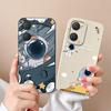 Для Vivo Y400 Pro Y03t Y02t Y18i Y18t iQOO U5x Z9 Lite Чехол для телефона Милый узор с космонавтом Жидкий силикон Защитный противоударный чехол на заднюю панель Для Vivo Capa