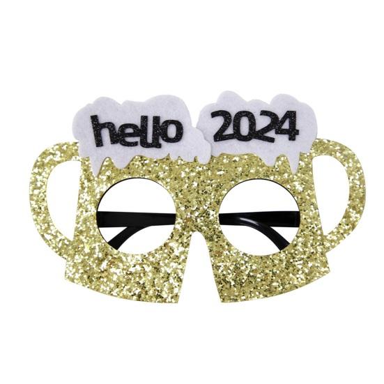 2024 новогодние украшения для вечеринки, очки, реквизит для фотографий, черные и золотые тематические рамки, оправы для очков с новым годом