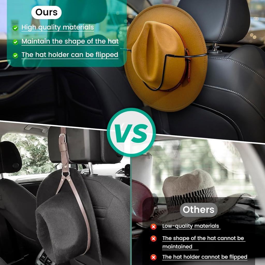 Складная вешалка для шляп для автомобиля, держатель для ковбойской шляпы для грузовика, внедорожника, легкового автомобиля(Сохраняйте форму шляпы), Автомобильный держатель для каски на спинку сиденья, вешалка для одежды в автомобиль, ковбой