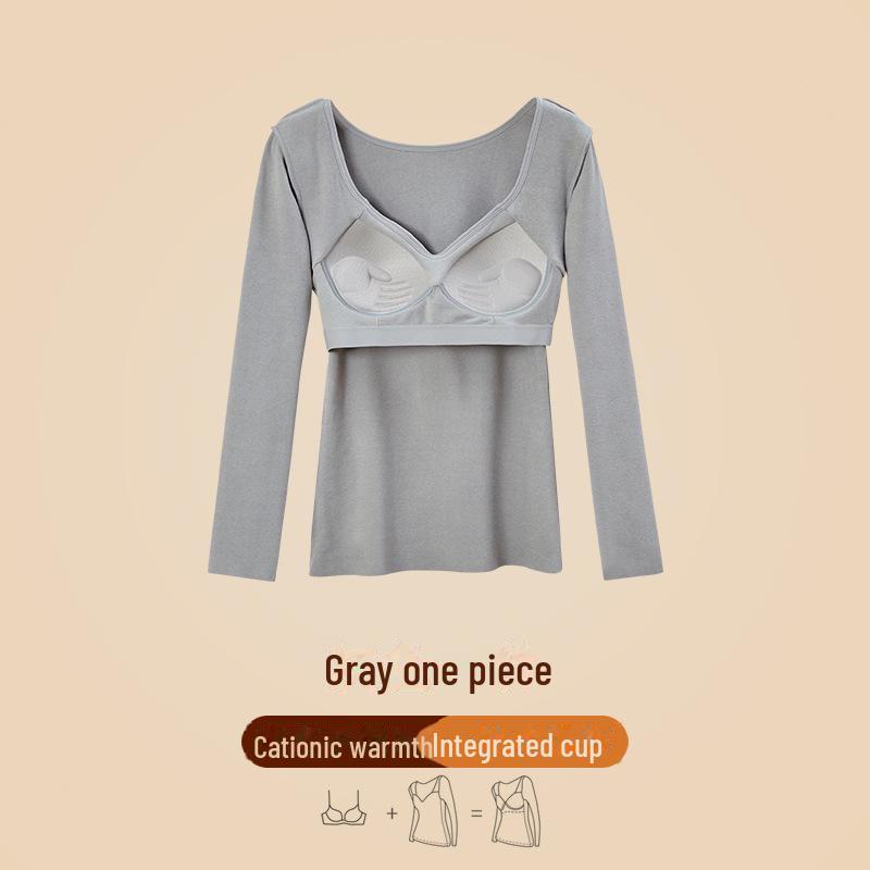 Женское термобелье из немецкого бархата с нагрудными вкладышами: Приталенный крой, плотный бархатный топ с длинными рукавами для осени и зимы