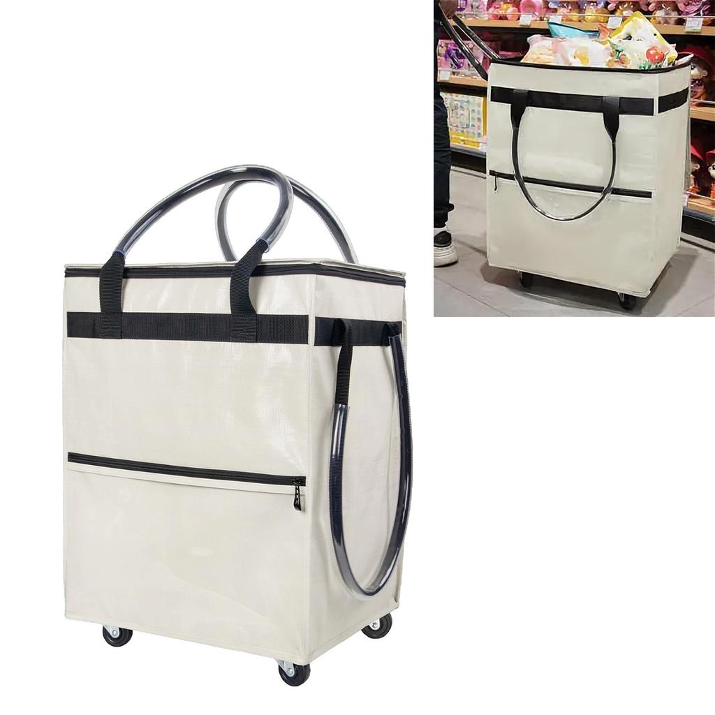 Reusable Grocery Bag On Wheels Water Proof Portable Shopping Rolling Bag Foldable Trolley Cart with Handle for Camping