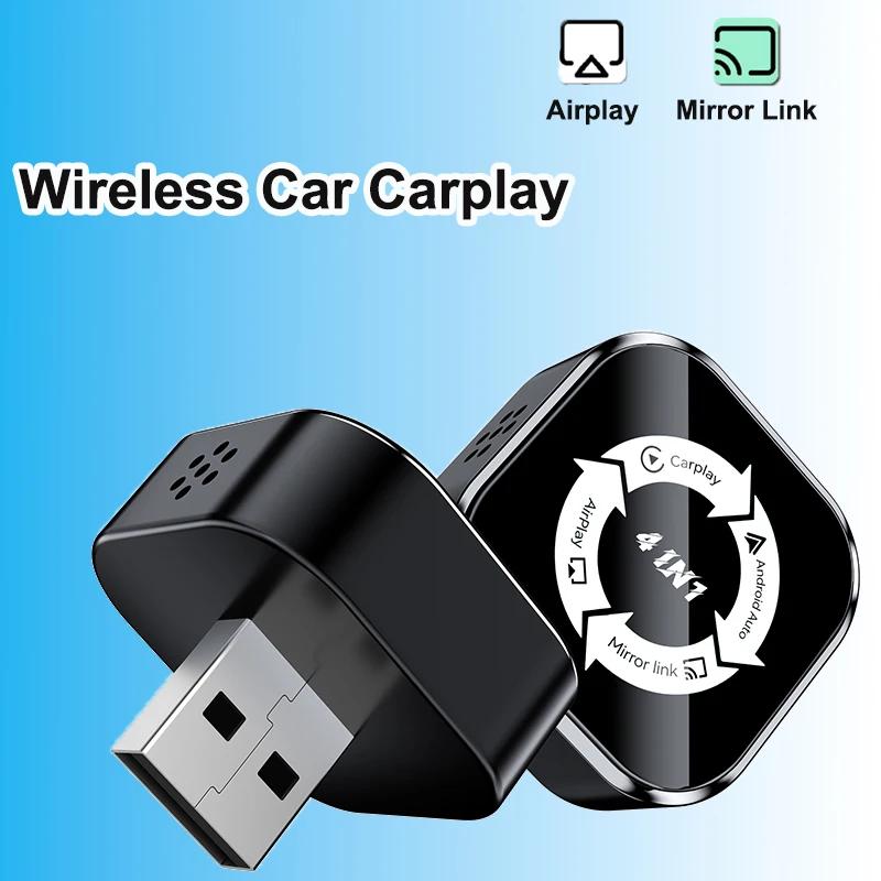 Беспроводной адаптер Carplay 4-в-1 Android Auto Connect Airplay Mirror Link Экран USB Plug Play для iOS и Android CarPlay