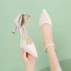 Korean Version of Temperament High Heels Women's Summer New Sexy Thin Heel Pointed Single Shoes One-word Buckle with Versatile Hollow Sandals