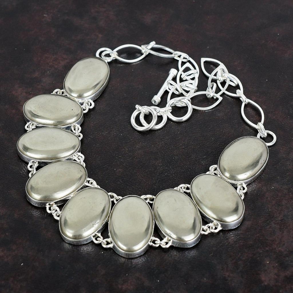 Pyrite Necklace Handmade Gemstone Jewelry 925 Sterling Silver Necklace Adjustable Chain Necklace Anniversary Gifts Healing Stone Necklace