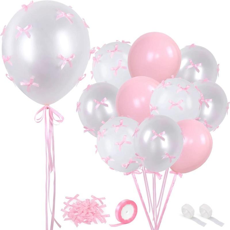 Розовые ленты-банты Кокетливые воздушные шары для девичника Помолвка Свадьба Декор для детского праздника Воздушные шары
