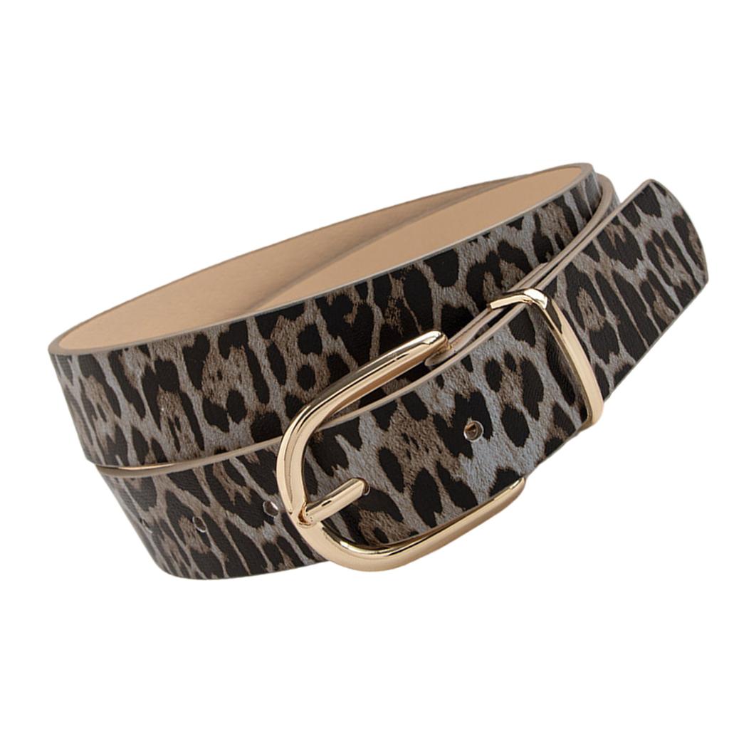 Y2K Leopard Pattern PU Leather Belt Adjustable Waistband Pin Buckle Waist Strap For Women Jeans Pants Fashion Accessory