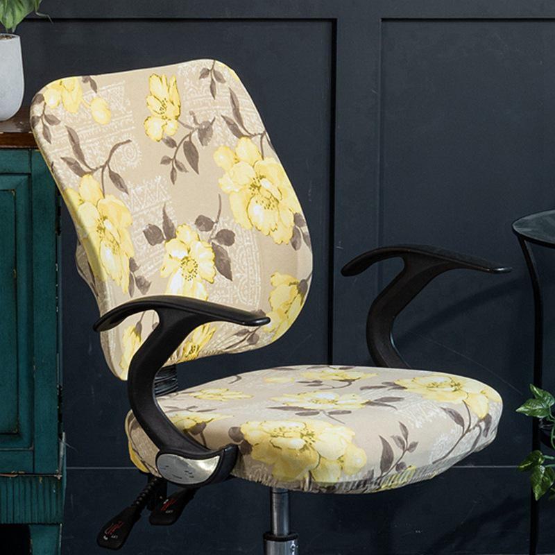 Чехол на вращающееся офисное кресло и подушку из эластичной ткани с принтом
