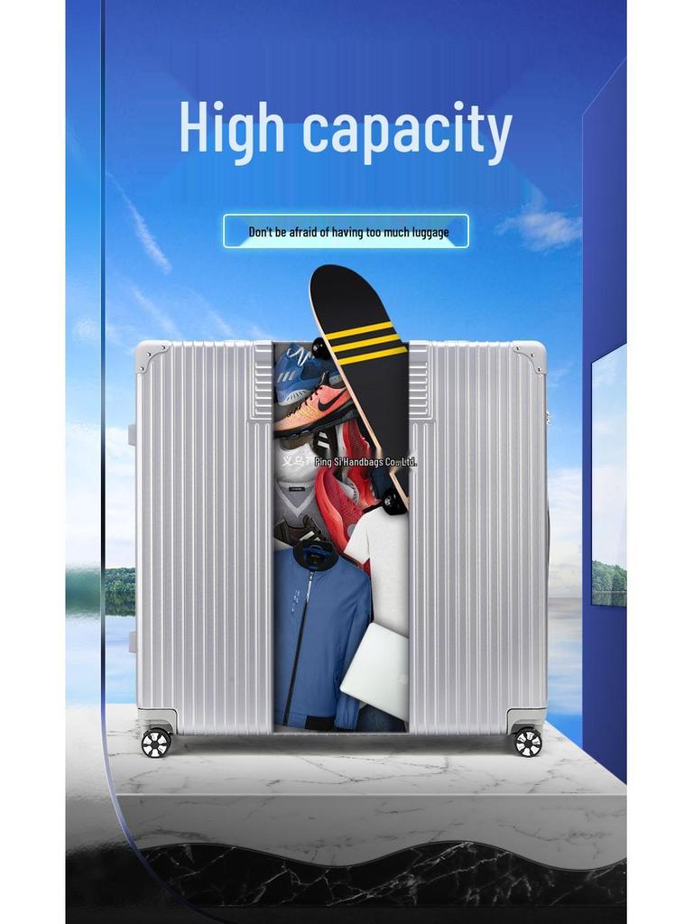 32-Inch Durable Leather Travel Suitcase with Universal Wheels for Men and Women