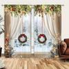 2pcs Christmas Window Printed Curtain for Christmas Home Decor - Rod Pocket Window Treatment for Bedroom, Office, Kitchen