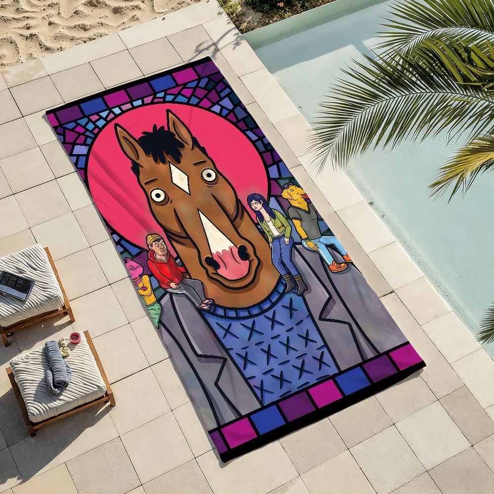 Забавное мультяшное полотенце B-BoJack H-Horseman для сушки после ванны, подходит для легкого плавания, кемпинга, йоги, пляжа