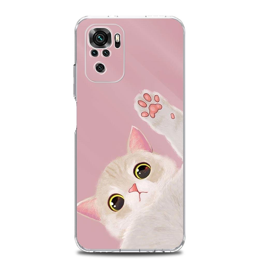 Милый котенок Мультяшный прозрачный чехол для телефона Xiaomi Redmi Note 12 5G 9S 9 8 10 11 Pro+ 9T 8T 10C 9C 9A 7 Pro Мягкая задняя крышка из ТПУ