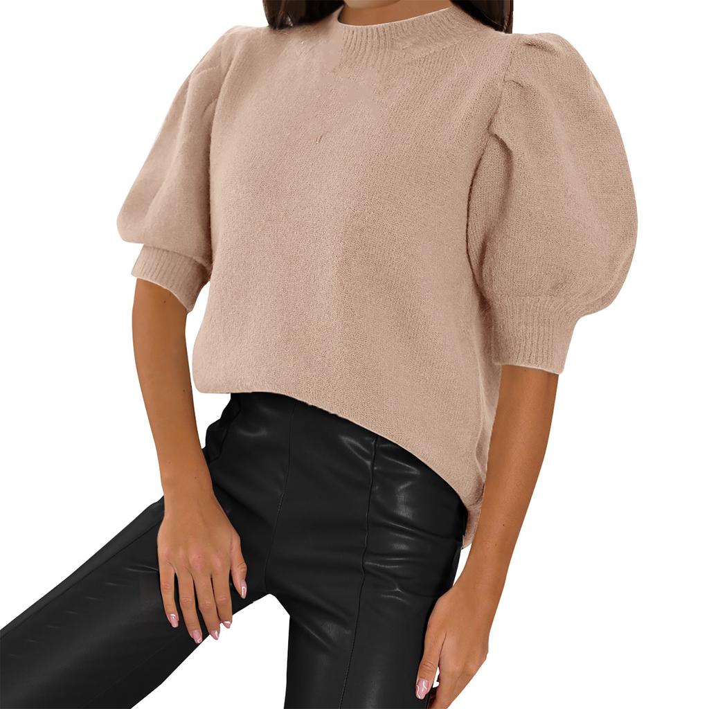 Женские объемные вязаные свитера с короткими рукавами, топы, повседневные пуловеры, рубашки