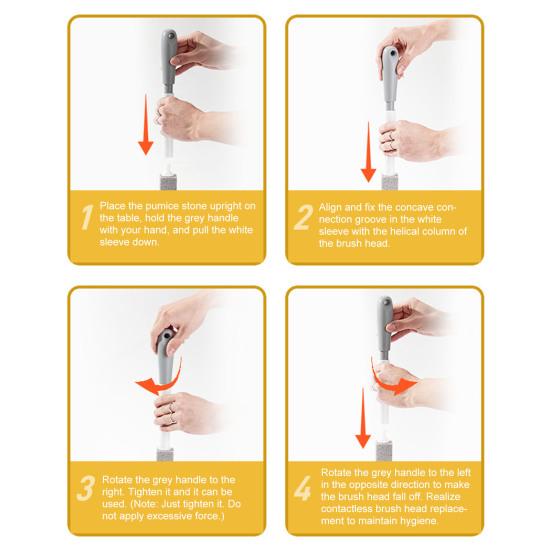 Набор ершиков для унитаза Yousheng с пемзой, инструмент для чистки туалета с длинной ручкой и 1 ручкой, 4 пемзовых камня, средство для удаления пятен в ванной