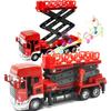 1/50 Scale Fire Truck Toy Car Red Die-cast Tire Fire Truck Model