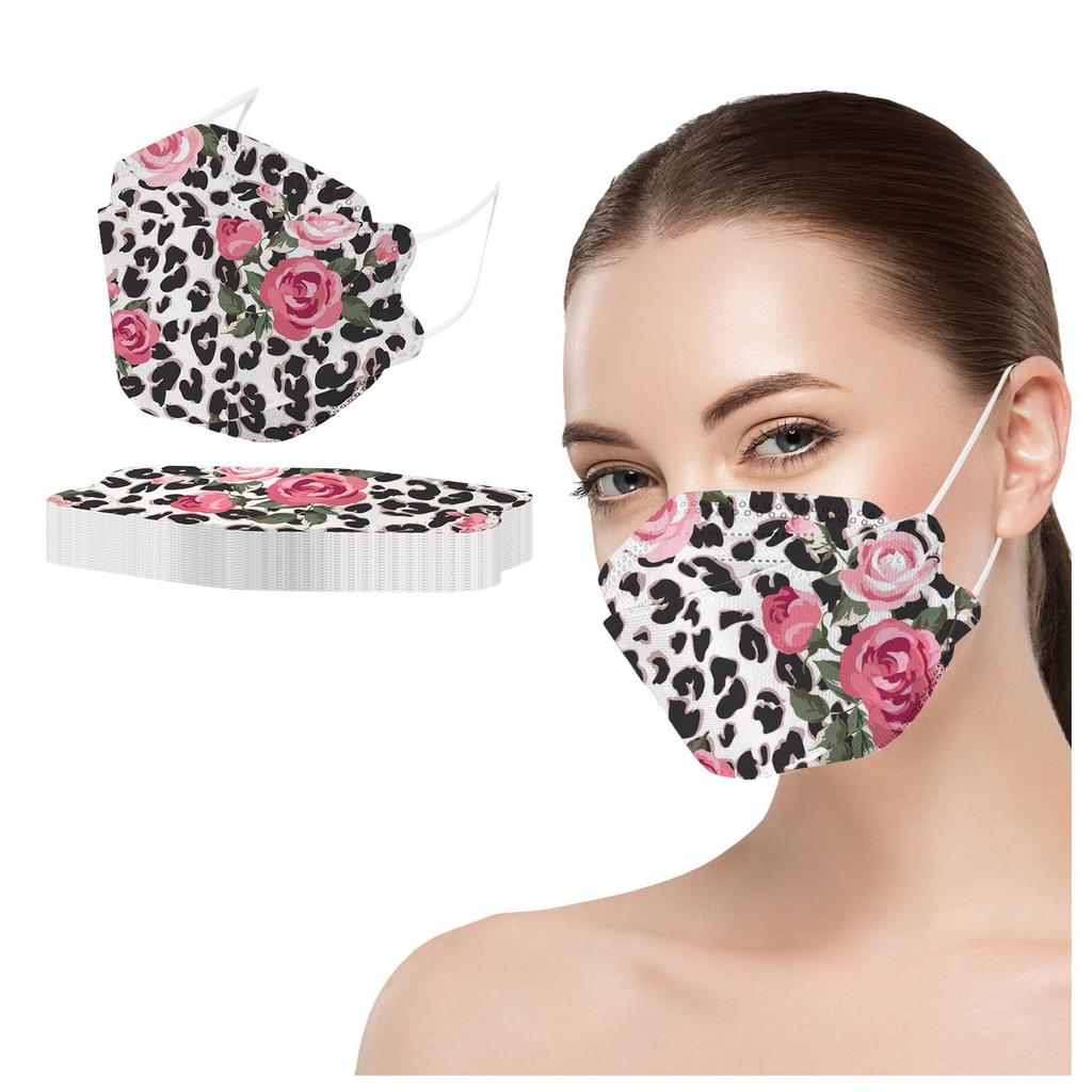 Adult Leopard Flowers Printed Outdoor Prevention Fish Mask Face 