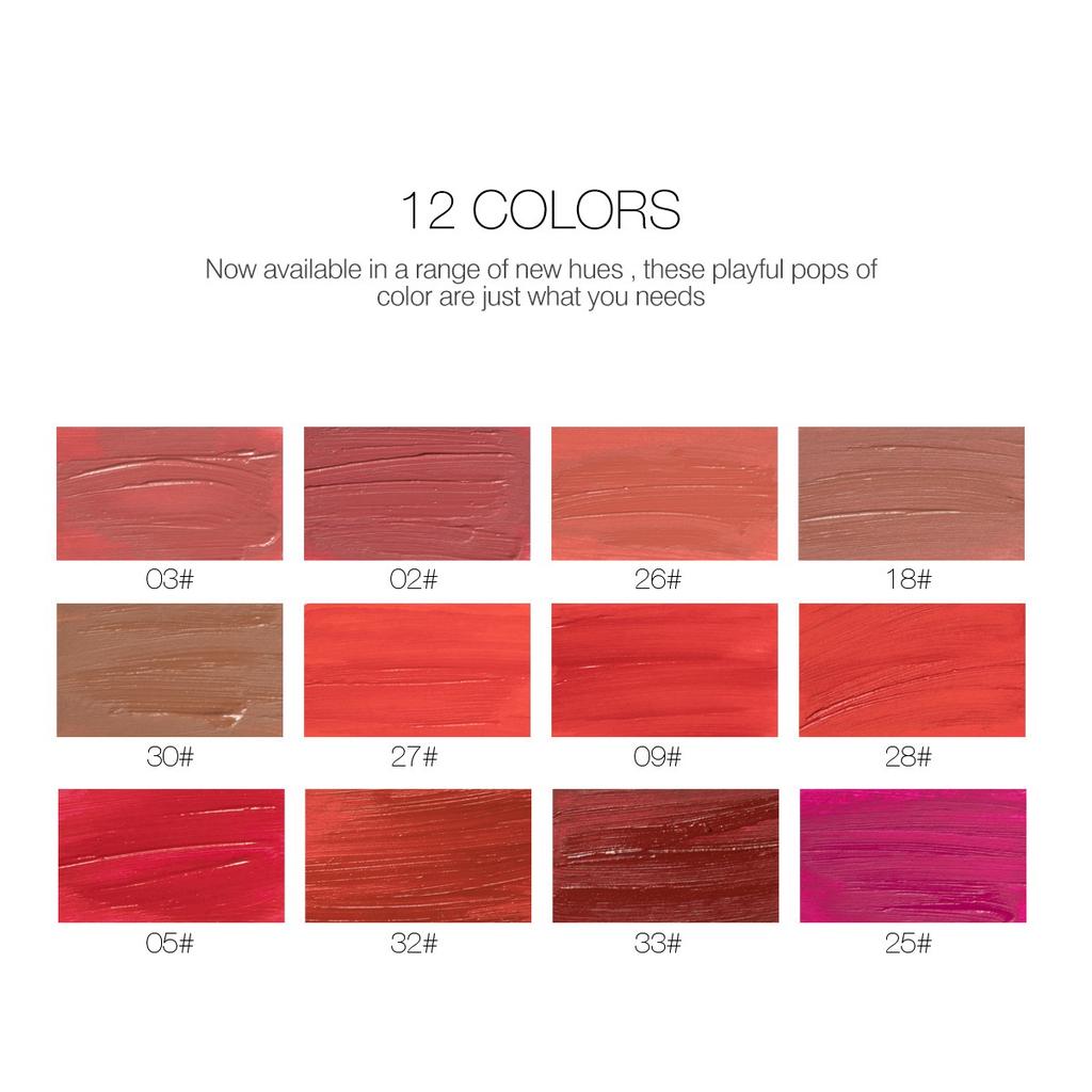 12Colors /set Makeup Matte Lip Gloss Lasting Non-stick Cup Liquid Lipstick Lip Tint