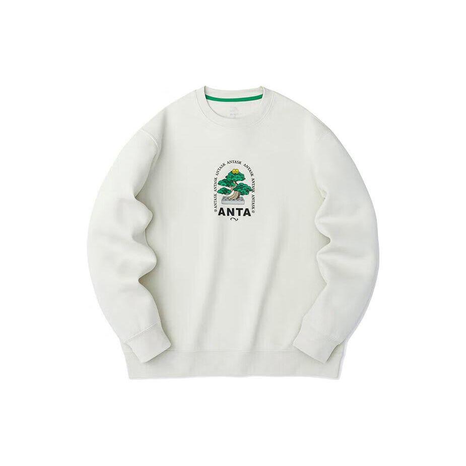 Anta Вязаный свитер Sports Life Series с буквенным принтом и растительным принтом, свитер унисекс, пыльно-серый 172328719-4