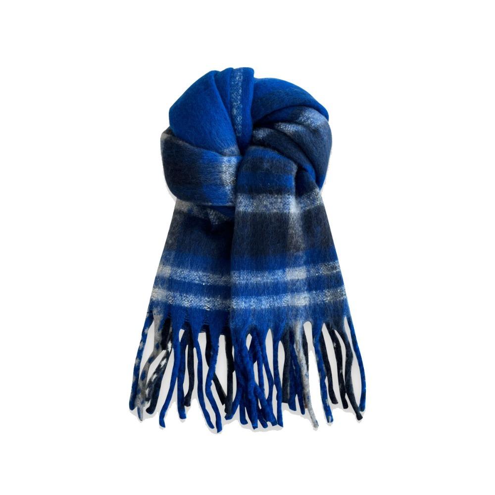Plush Plaid Wool Scarf Tassel Cape Wraps Simple Winter Cashmere Scarves  Student