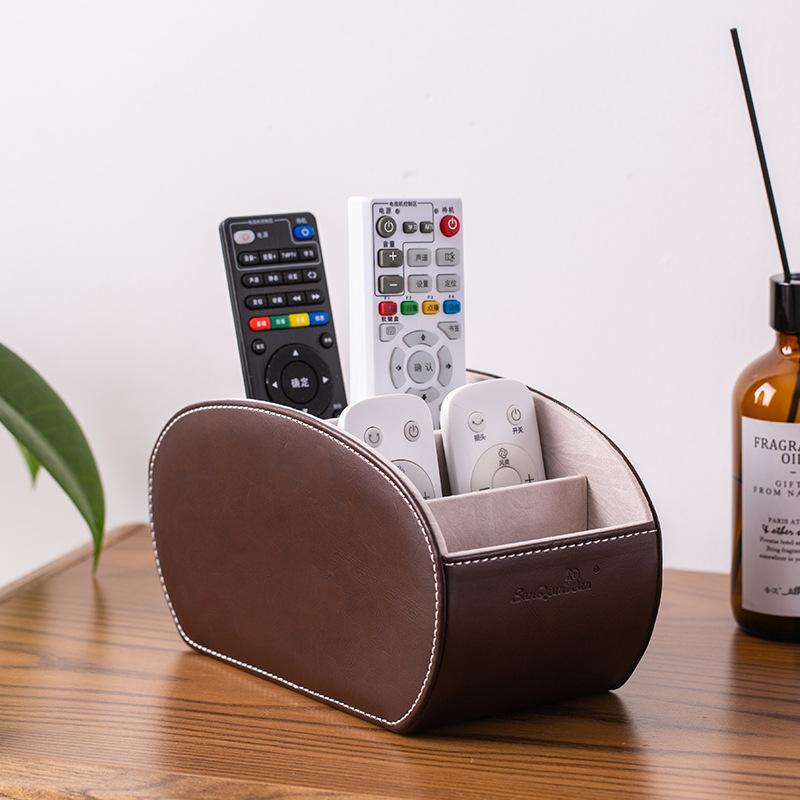 Multifunctional 5 Grid Desktop Pu Leather Organizer Remote Control Storage Box Cosmetics Makeup Brush Holder Sundries Stand