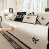 Plush Bow Sofa Cushion Sweet Solid Color Straight Row Leather Sofa Cover Cover Cloth Winter Non-Slip Seat Cushion Cover Cloth Towel