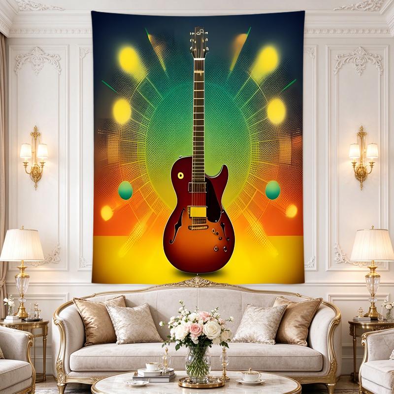 Wall Tapestry Hollowbody Electric Guitar Retro Sunburst Art