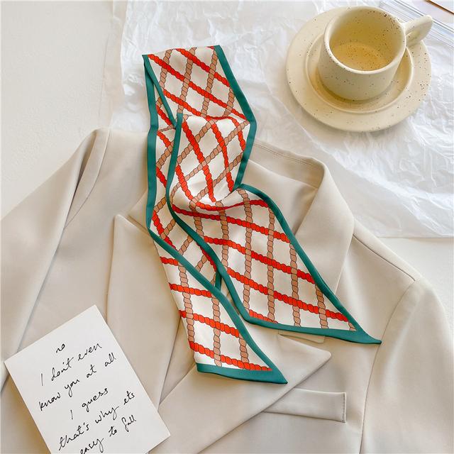 Long Hair Hand Wrist New Print Headband Scarf Women Summer Flower Silk Satin Ribbon Belt Foulard Scarves