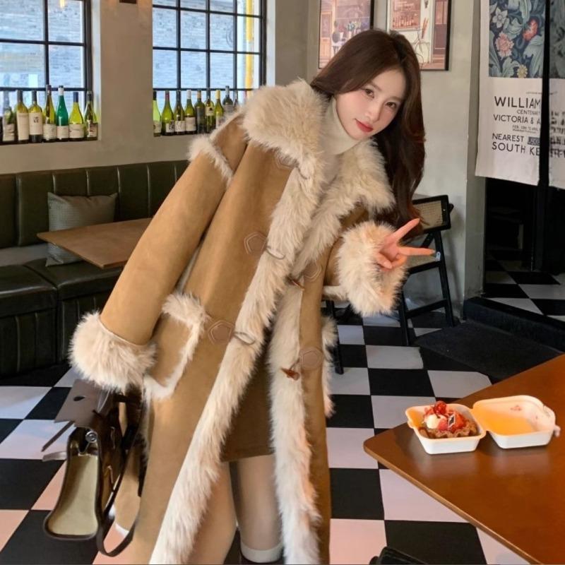 Luxury Faux Fur Coat Women Winter Warm Long Plush Jacket High Quality Fleece Lined Outerwear