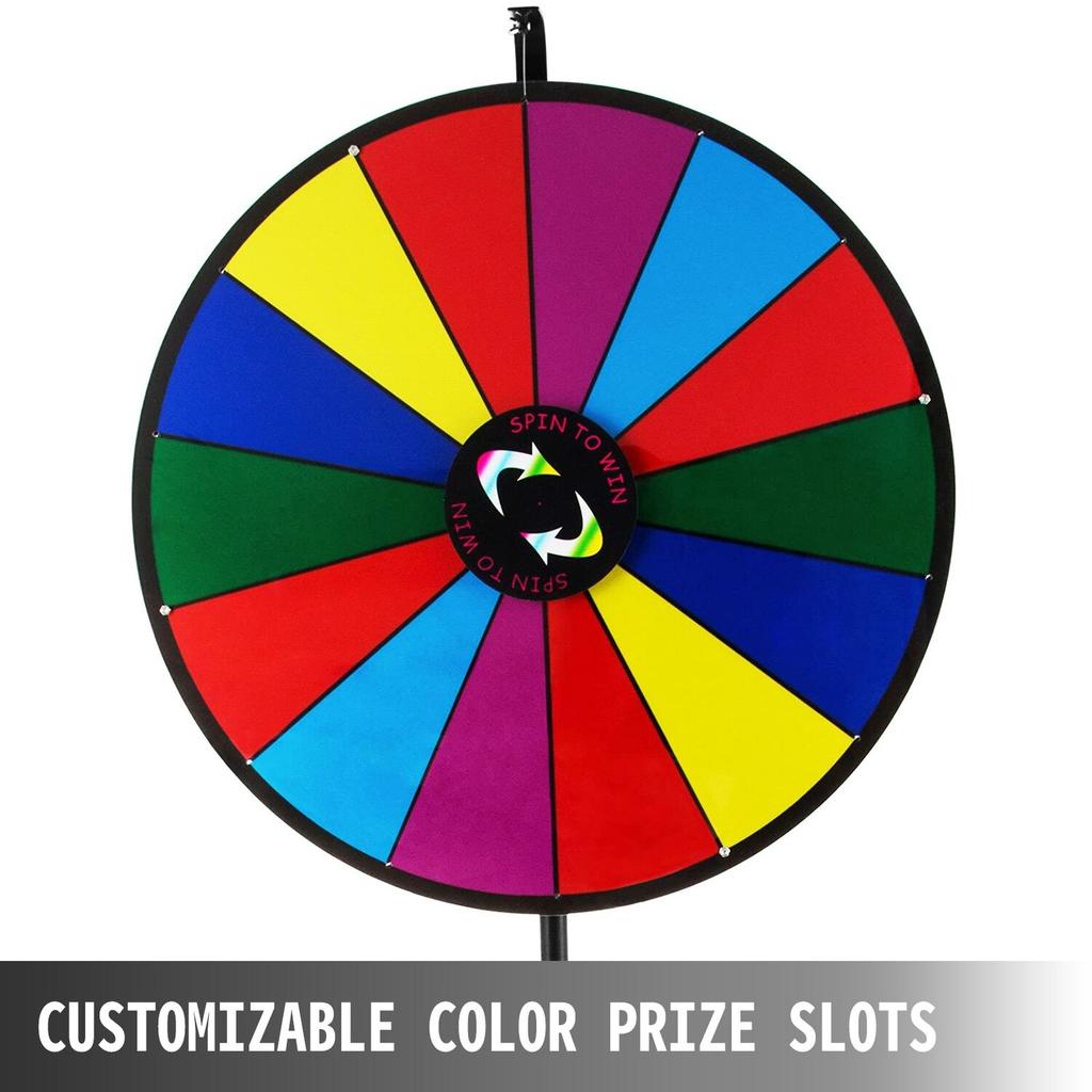 24” Color Prize Wheel Tripod Floor Stand Color Prize Wheel 14 Slots Dry Ease Fortune Spinner Fortune Spinning Game