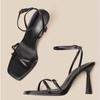Fashion New Summer Fashion Open Toe Pure Color 2025 Women High Heels Non-slip Sexy Women Sandal Thin Heels Square Toe Women Shoes