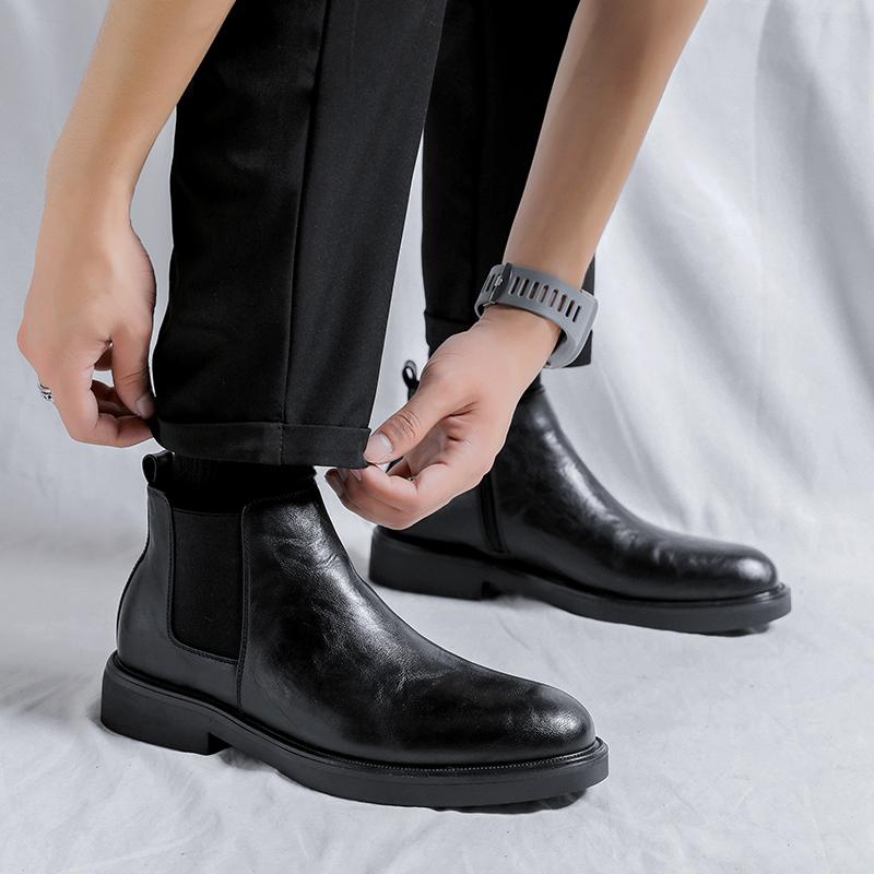 Осенне-зимние элегантные ботинки челси из кожи для мужчин, парная обувь, размер 38-44, вечерние ботинки без застежек, модель показа мод 2024
