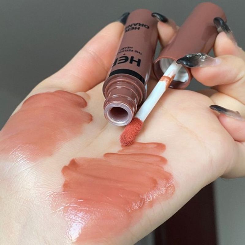 HER ORANGE ~ Мерцающая водная блестящая зеркальная глазурь для губ, которую нелегко превратить в пленку водного света, стеклянный блеск для губ