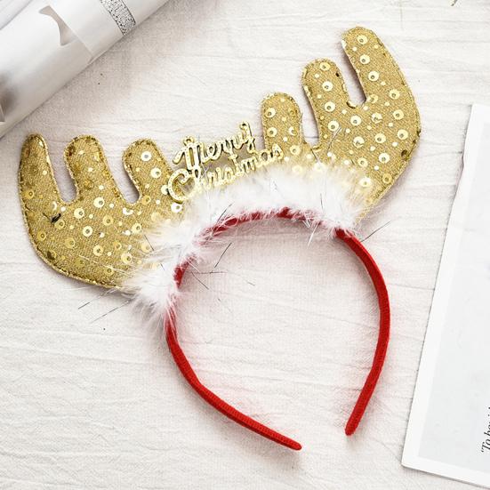 Обруч для волос Декор с рогами Эластичный головной убор Декор с рогами Санта-Клауса Обруч для волос Аксессуары для волос