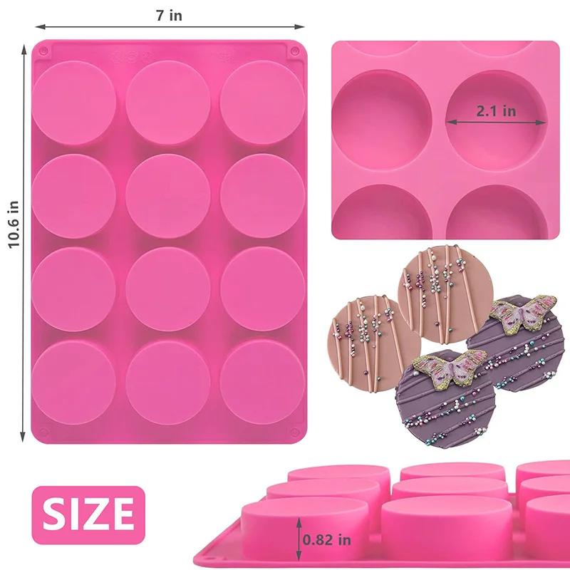 Круглые шоколадные формы для печенья Oreo Chocolate Silicone Form 12-гнездные цилиндрические силиконовые формы для желейных мини-пирожных, выпечки кексов