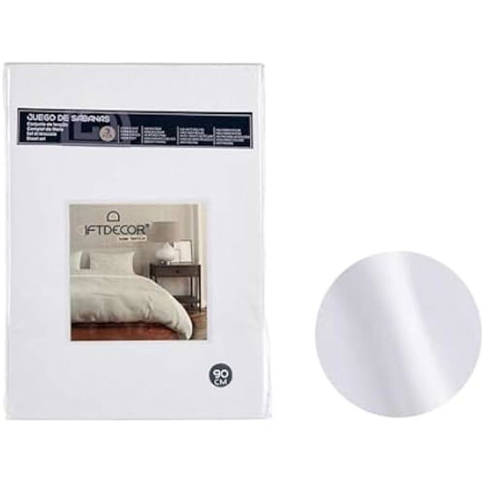 Parure De Lit Blanche Pour Lit De 90 Cm - Gift Decor - 3 Pièces - Multicolore - Lavable