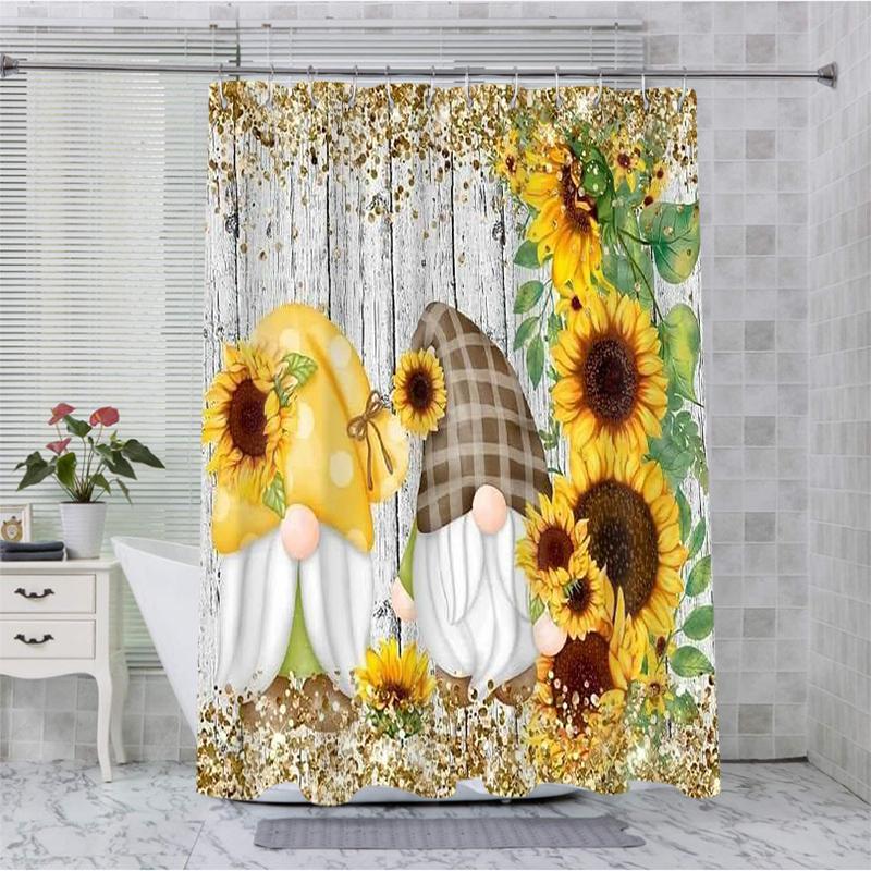 Sunflower Dwarf Bathroom Shower Curtain Dwarf Waterproof Fabric Bathroom Curtain With 12 Hooks Sunflower Home Deco Free Ship