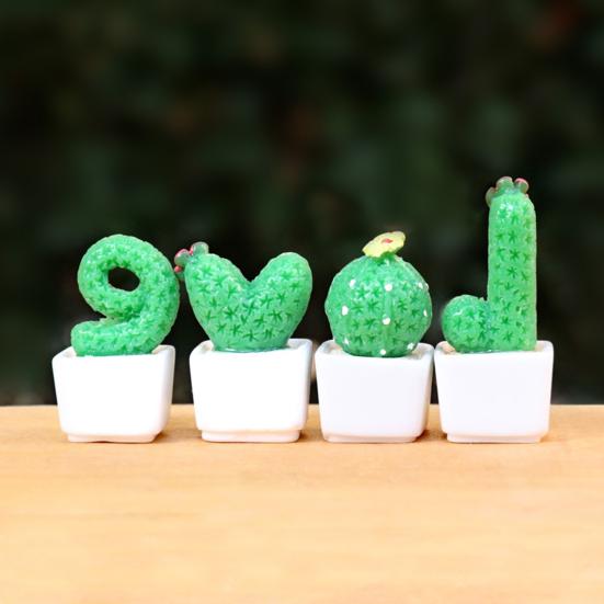 4/8Pcs/Set Mini Potted Cactus Ornament Cartoon Expression Love Shape Cactus Planter Pot