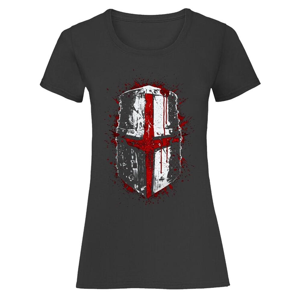 Crusader Helmet Medieval History Womens T-Shirt Knight Themed Tee